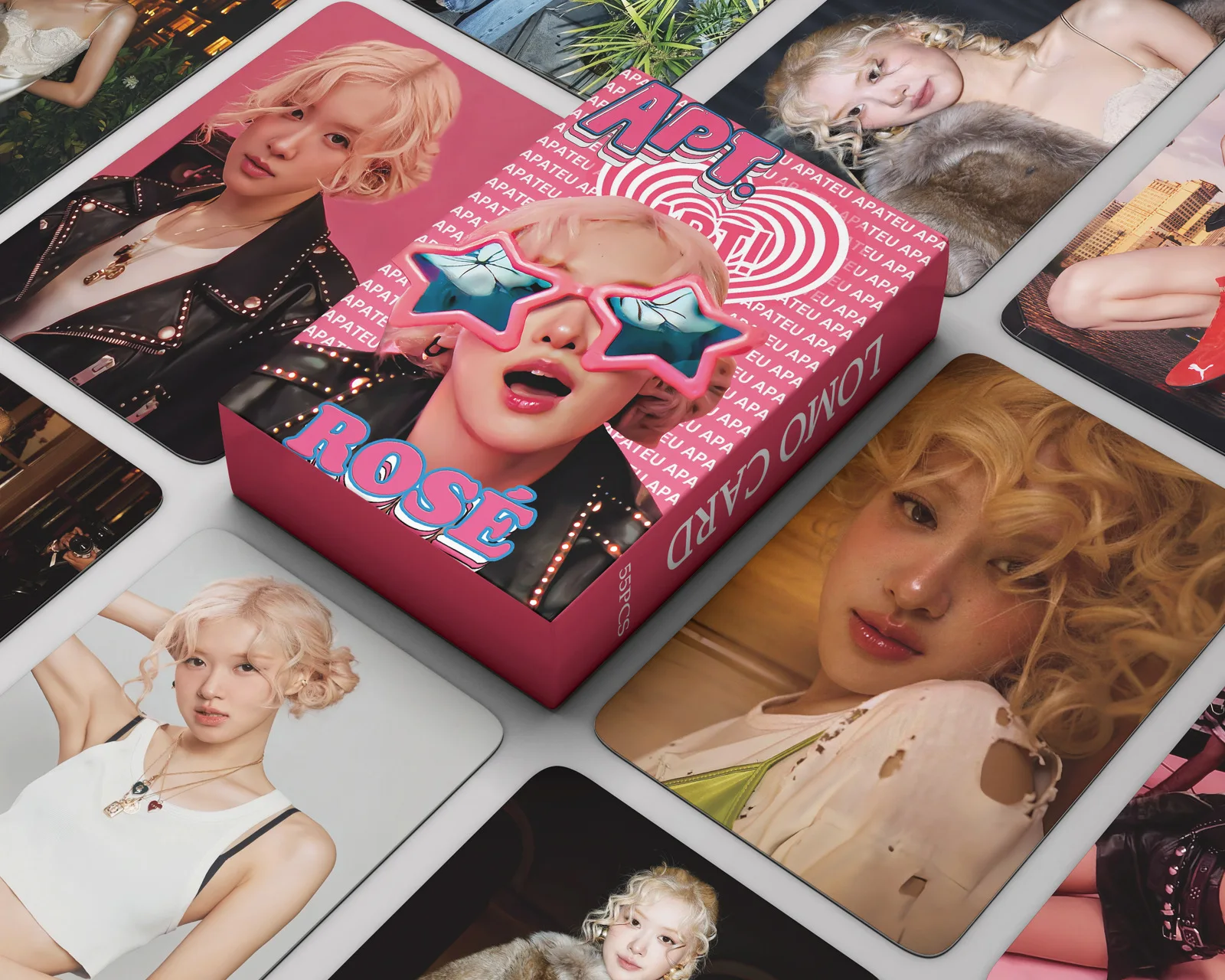 Kpop ROSE 55pcs APT Album Special Photocards Star Peripheral Random LOMO Card Fans Collection Double-sided Paper Cards