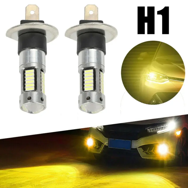 

2x H1 LED 3000k Yellow High Power 50W Fog Light Bulb Driving Lamp Bright Amber H1 LED Fog Light Bulbs Kit