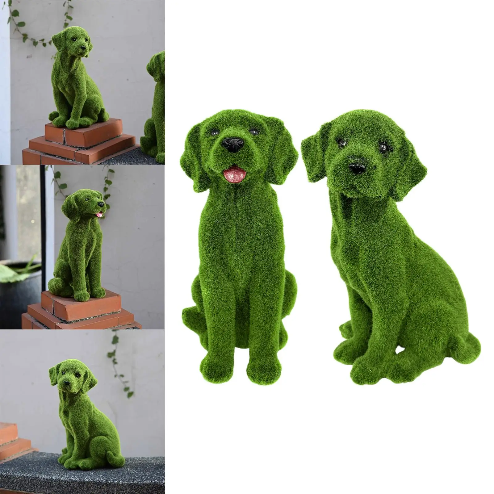 

Garden Flocked Dog Statue Decoration Housewarming Gift Creative Modern Flocking Dog Figurine Garden Sculpture for Lawn Porch