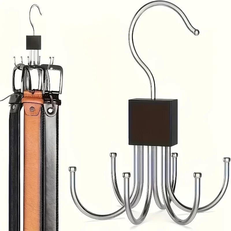 Perchero multifuncional de gran capacidad para cinturones: estante giratorio para ropa y sombreros, ideal para cinturones, sujetadores, chalecos, corbatas y bufandas.