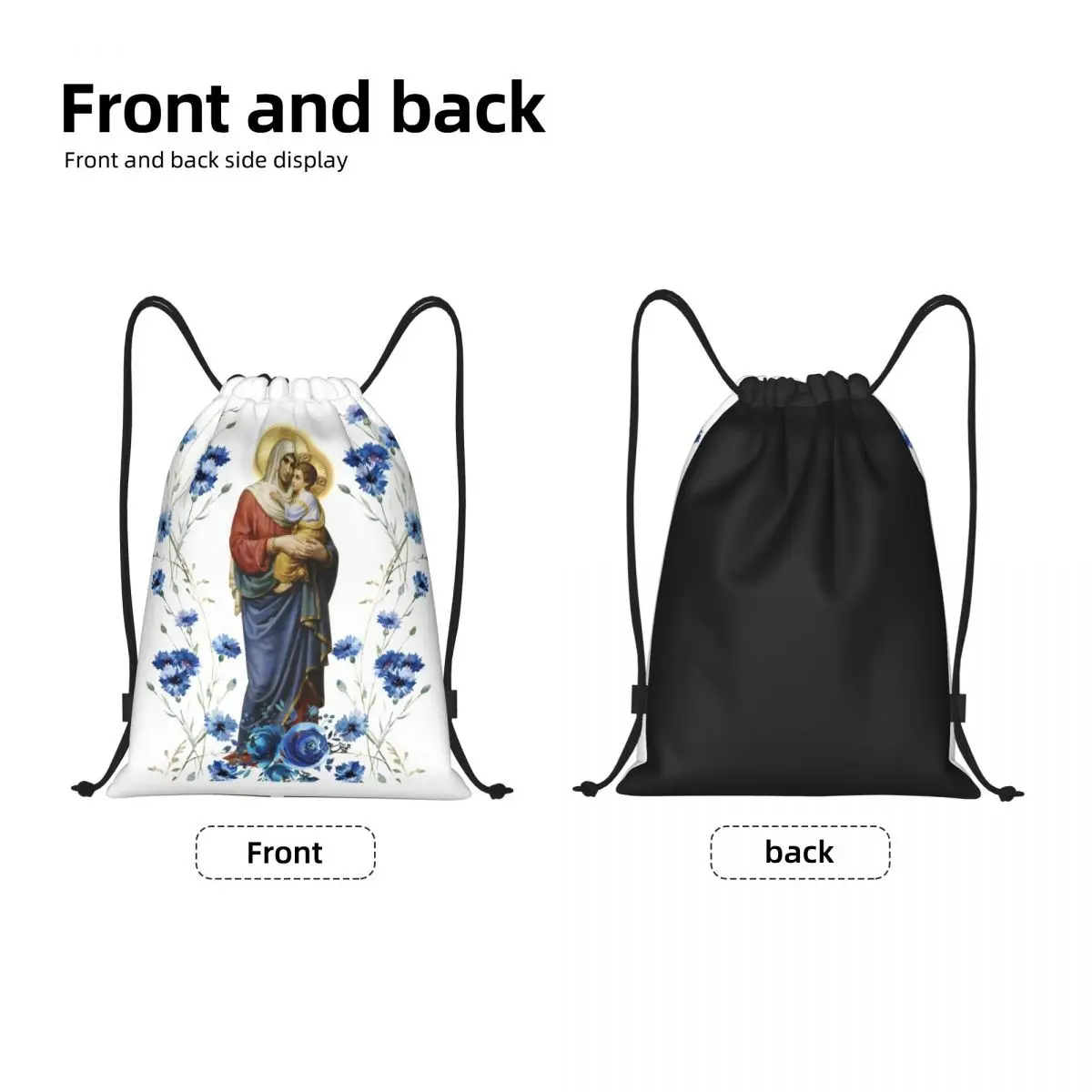 Custom Virgin Mary Drawstring Backpack Women Men Gym Sport Sackpack Foldable Our Lady of Guadalupe Mexico Training Bag Sack