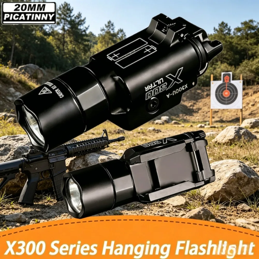 

Тактический светодиодный фонарь X300U (обновленная версия) для G17, G18, G19, подвесной, для охоты и разведки, аксессуар для оружия, для использования на открытом воздухе, совместим с 20-мм планкой
