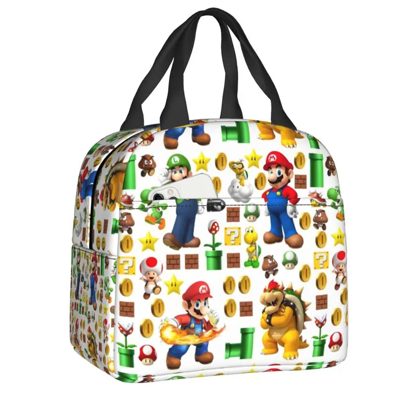 

Сумка для обеда Super Bros M-Marios, водонепроницаемая термоизолированная сумка-холодильник для женщин, детей, школы, пикника, путешествий, сумки-тоут для еды