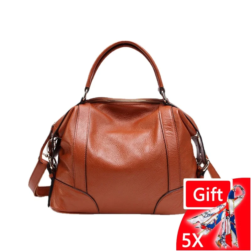 Imagem -05 - Bolsa de Ombro de Couro Genuíno para Mulheres do Vintage Grande Capacidade Bolsa de Luxo Feminino Tote Cor Sólida Tote Bolsas Travesseiro