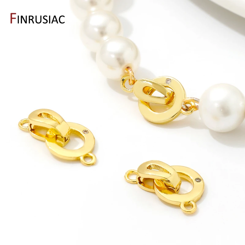18K Gold Plated Brass Inlaid Zircon Pearl End Clasps,Fastener Connector Clasps,Locks For Jewelry,DIY Bracelet Necklace Supplies