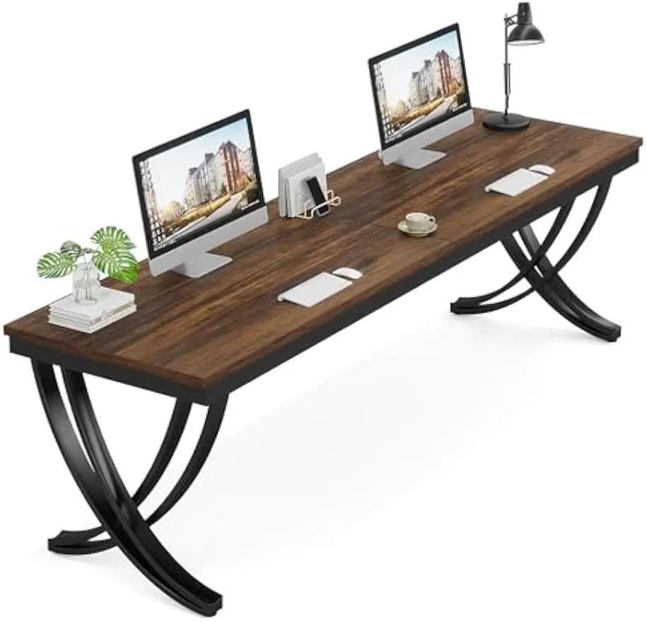 

Компьютерный стол LITTLE TREE для 2 человек, удлиненный рабочий стол 78,7 дюйма, большой офисный стол для двух человек, деревянный двойной письменный стол