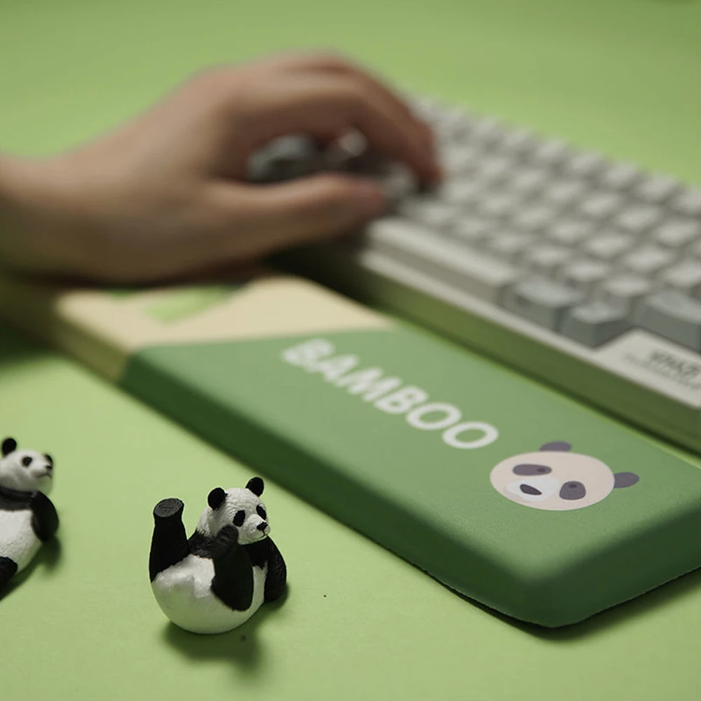 Almohadilla para reposamuñecas para teclado, alfombrilla para ratón, Panda, espuma viscoelástica verde, soporte de mano, goma antideslizante, silicona, juego de teclado mecánico de Anime