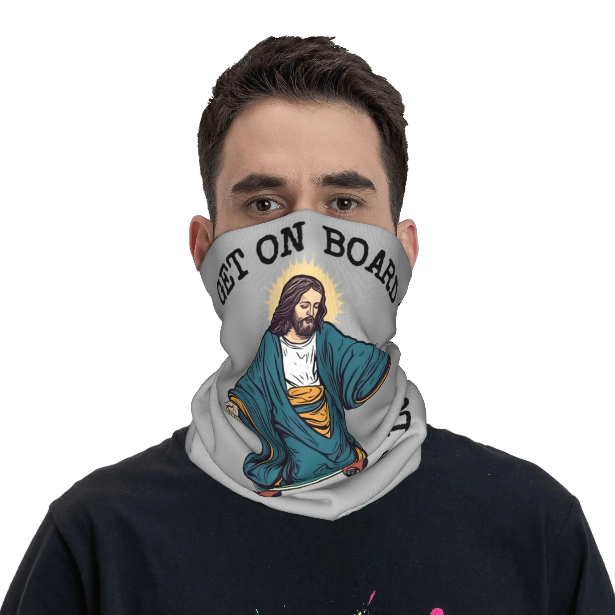 مخصص مضحك يسوع التزلج Longboard باندانا الشتاء الرقبة الرجال يندبروف التفاف الوجه وشاح للمشي كريستيان الجراب عقال #4