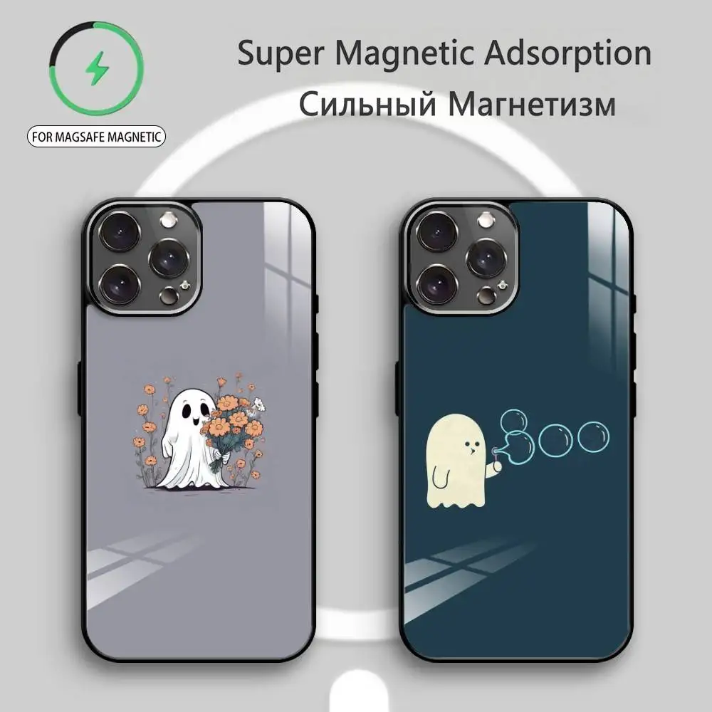 

P-Playful G-Ghost Phone Case For iPhone17,16,15,14,13,12,11 Plus,Pro Max Magnetic For Magsafe Wireless Charging