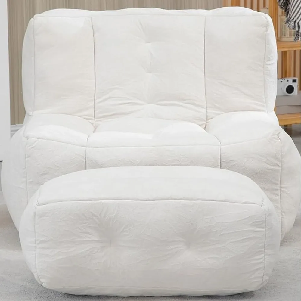 

Bean Bag Chair, Memory Foam White Recliner for Adult Teenagers, Small and Soft Bean Bag Cover for Casual Bean Bag Chair