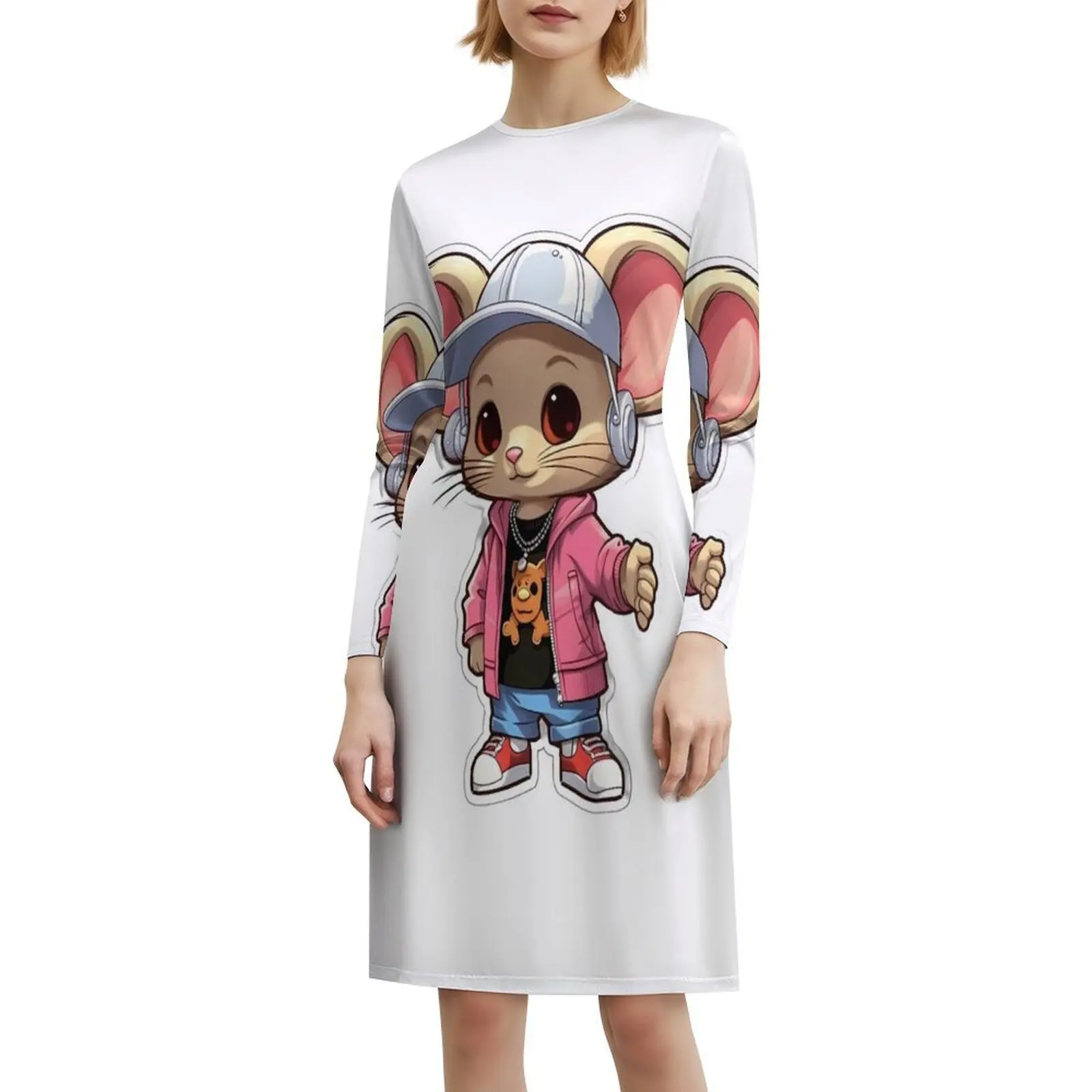 Kpop الهيب هوب ماوس 3 فستان سموك الأزهار للنساء الربيع الصيف فستان كاجوال للحزب لطيف كول الهيب هوب Kpop ماوس الإناث #6