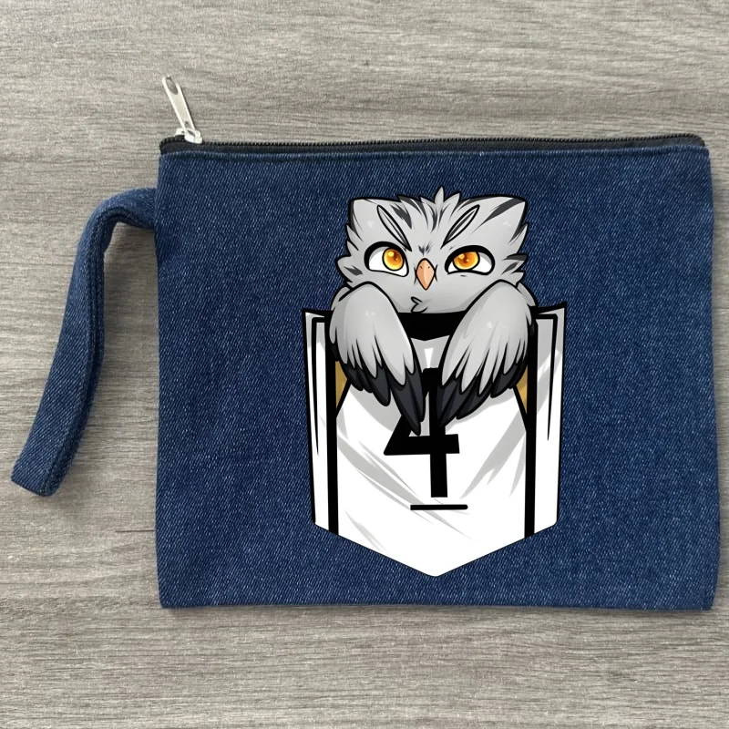 

haikyuu Canvas Denim Makeup Organizer Women's Canvas Makeup Bag Environmental Protection
