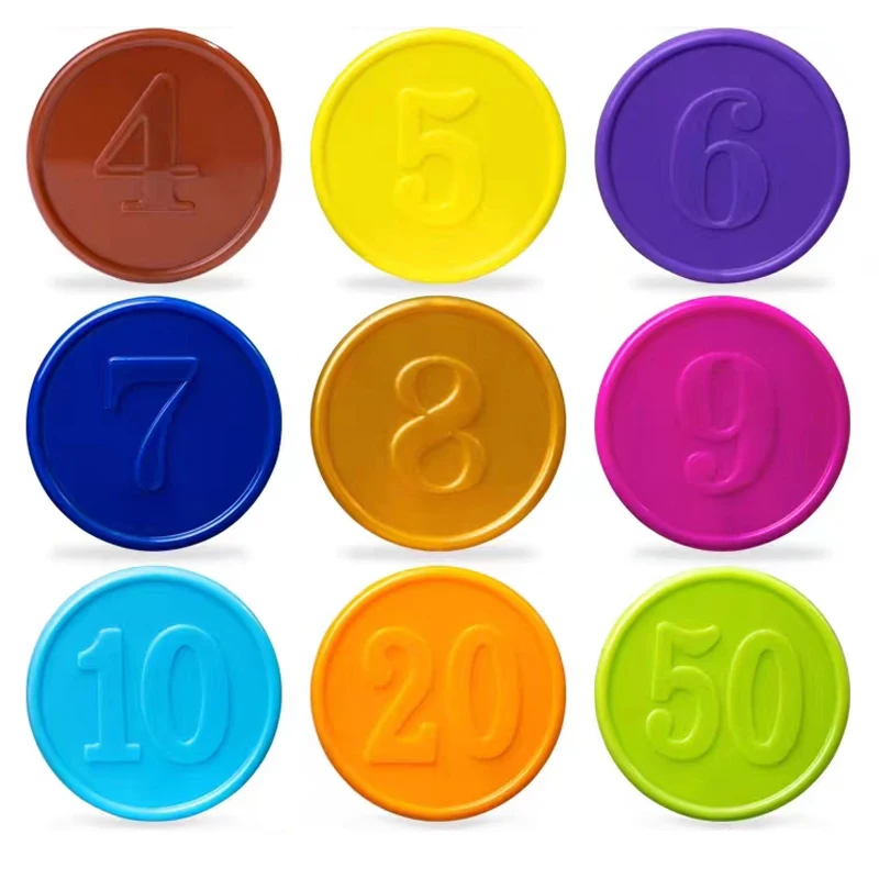 40PCS Plastic Chips Coins Counting Markers For Kids Math Toys Poker Bingo Game Adults Children Party Carnival Fun Favors