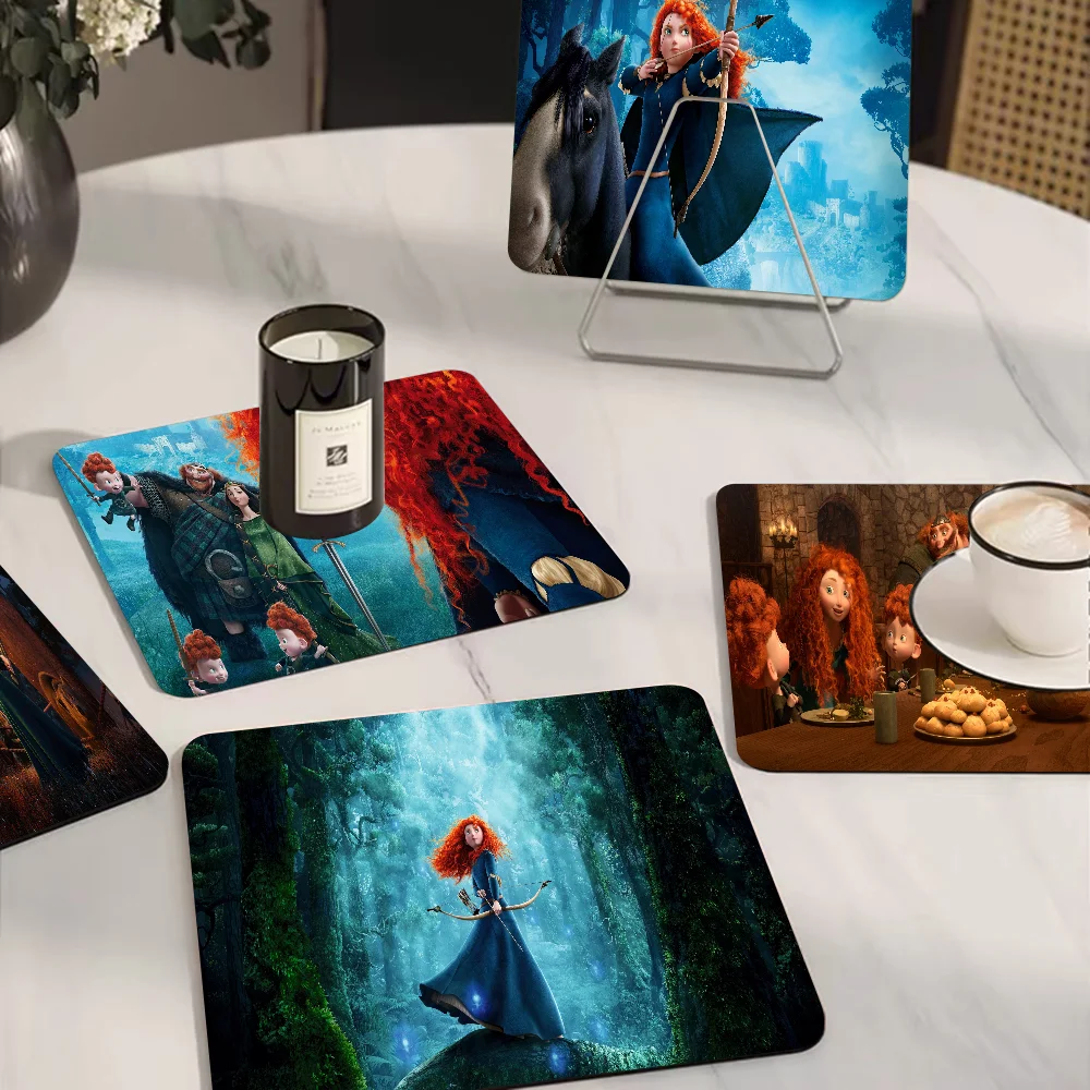 Disney Brave Coffee Tablewear Drain Pad Bathroom Square Absorbing Anti-slip Dry Mat Kitchen Placemat Dishes Cup Pad