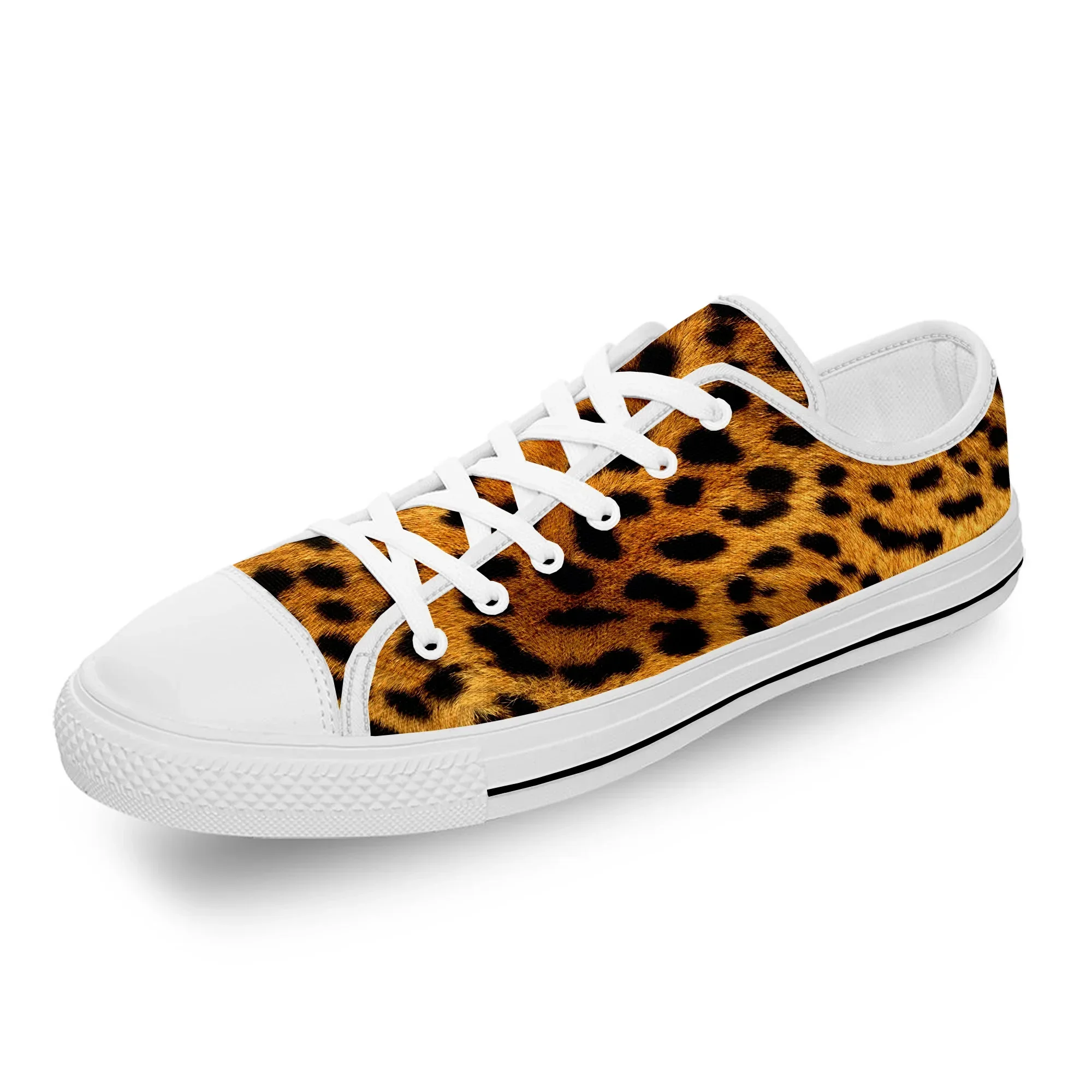 

Leopard Print Pattern Aesthetic White Cloth Fashion 3D Print Low Top Canvas Shoes Men Women Lightweight Breathable Sneakers