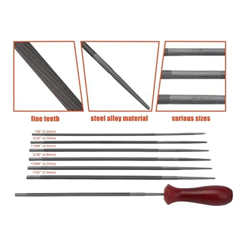 12Piece Chainsaw File, Chainsaw Sharpener Kit Round Chainsaw File Depth Gauge Quick Check Gauge