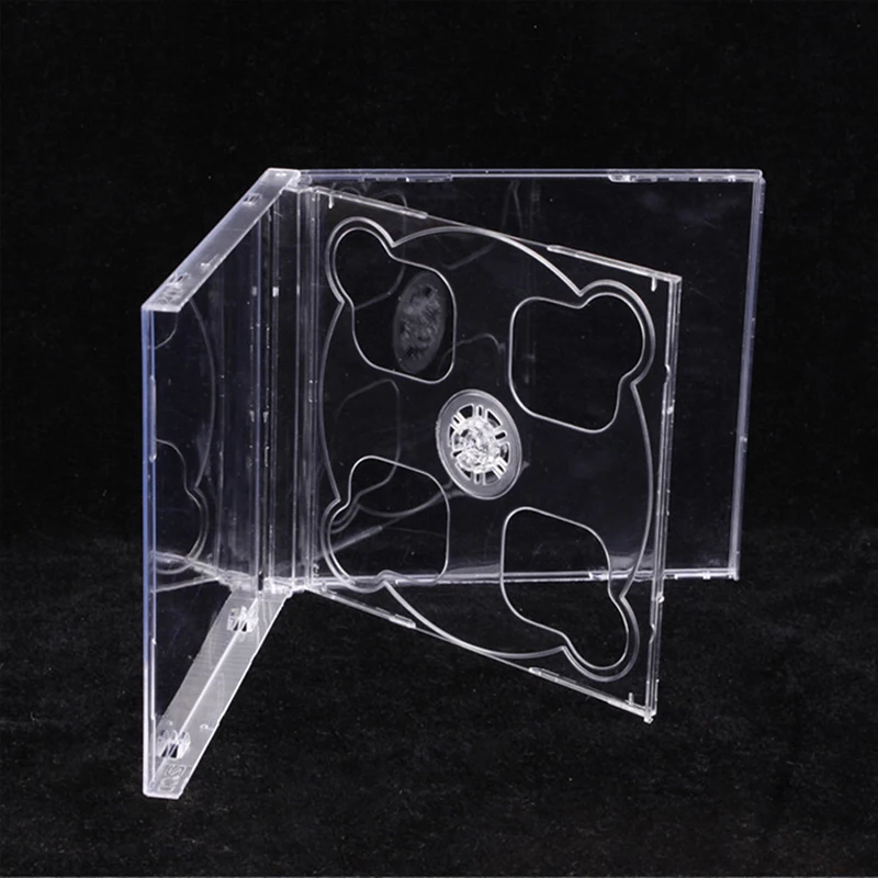 1PC Square Transparent Bottom CD Box Empty CD Case PP Plastic Milky Transparent CD Case CD Case Capacity 2 Discs