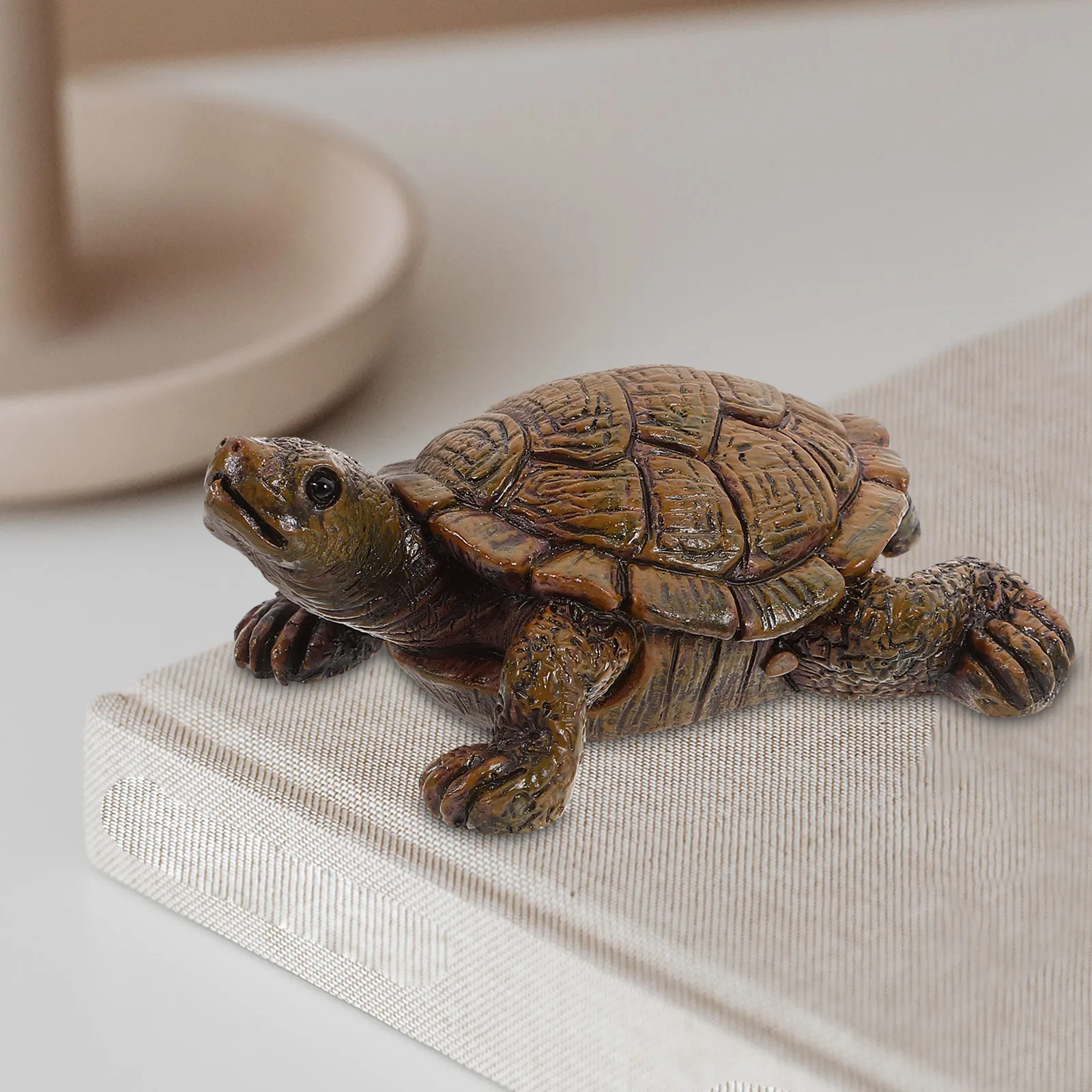 Resin Turtle Decoration Natural Vivid Sculpture for Desktop Shelf Home Garden Small Lucky Animal Ornament Turtle Figurine