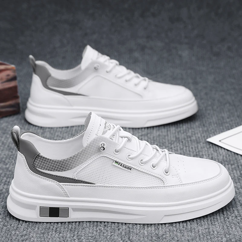 

Men's Summer Breathable Mesh Slip-On Thin Casual Flat Shoes Soft Bottom Anti-Slip Sports Heightening White Trendy Shoes