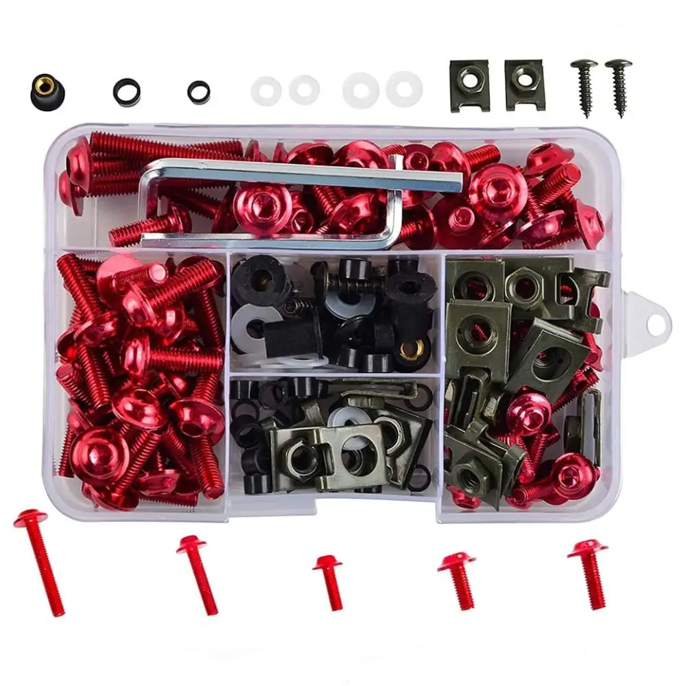 Parafusos para pára-brisas para motocicleta, fixadores coloridos, carenagem Bolt Kit, alumínio motocicleta peças modificadas, 177 pcs/caixa