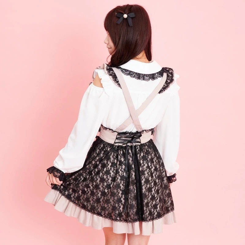 Japanese Style Lolita Skirts Women Suspender Rojita SC Cute Sweet Lace Skirts New Autumn Versatile Fashion Short Skirt Femme