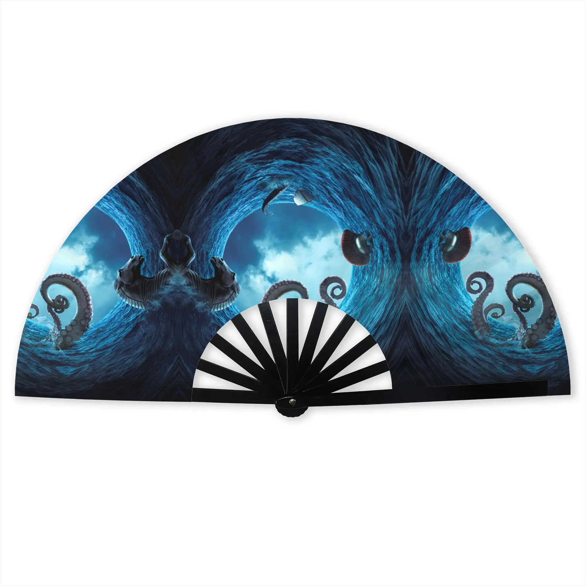 O-Odysseyes Hot Comic Traditional Folding Fan Oriental Art Cartoon High-Quality Polyester Fans Gift Classic Decorative Hand Fan