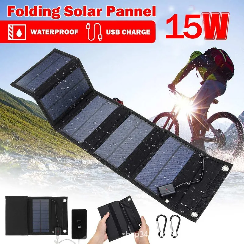 Portable 12W Foldable Solar Panel Battery Charger USB Output Device Outdoor Camping