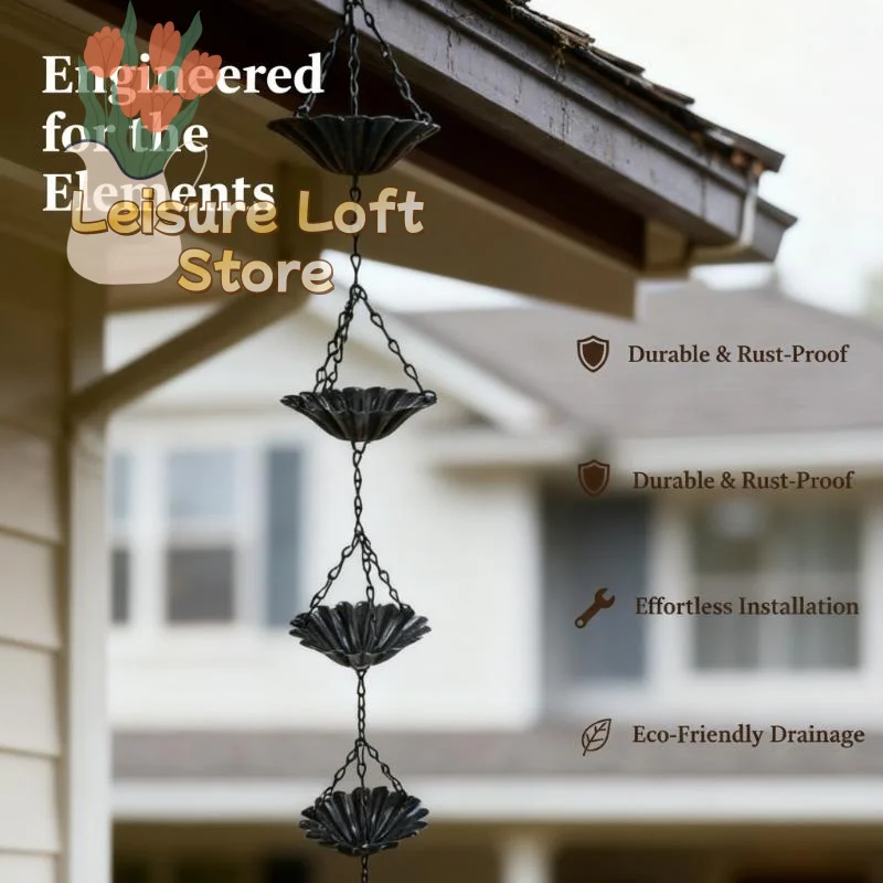 Rain Chain Metal Eaves Drainage Japanese Style Outdoor Weather Resistant Home Roof Gutter Decor for Patio
