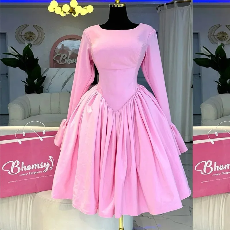 

Customized Customized Women's 2025 Autumn New Style Elegant Round Neck Long Sleeve Strap High Waist A-line Dress