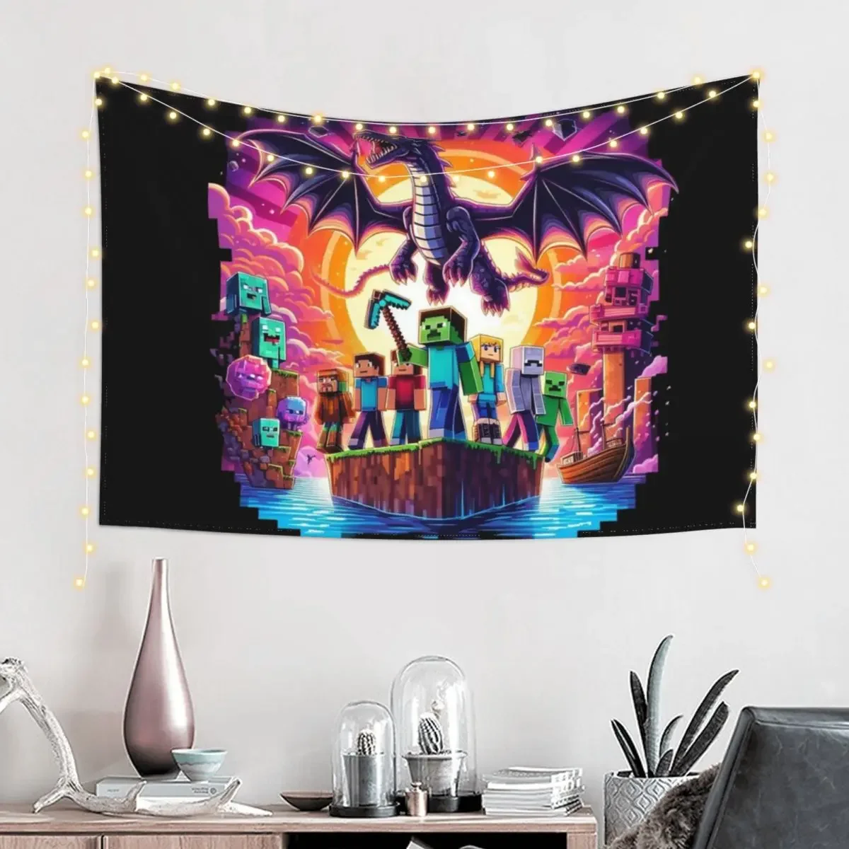 Ender dragon Tapestry Living Room Decoration Cute Room Decor Tapestry