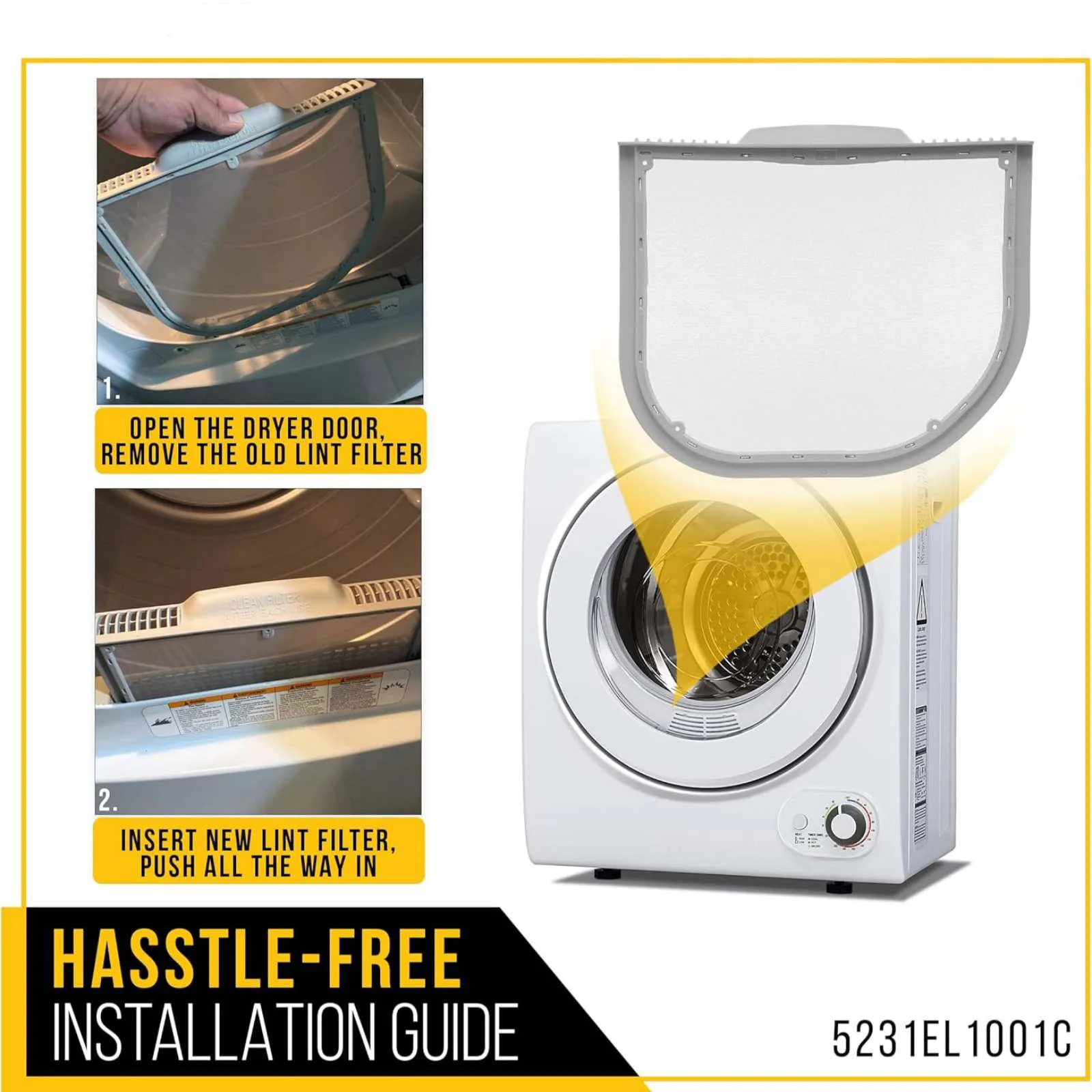 1PC 5231EL1001C Filtro de pelusas para secadora LG Kenmore, reemplaza 1668214 AP5248138 PS3527575, accesorios para secadora