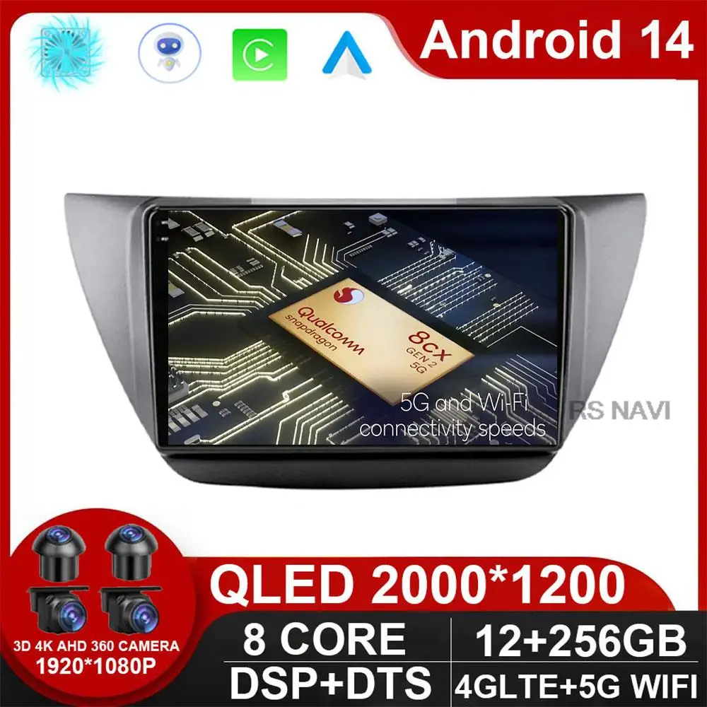 

For Mitsubishi Lancer 9 CS 2000-2010 Android 14 Car Radio Multimedia Video Player 2Din GPS Carplay DVD Head Unit Stereo NO DVD