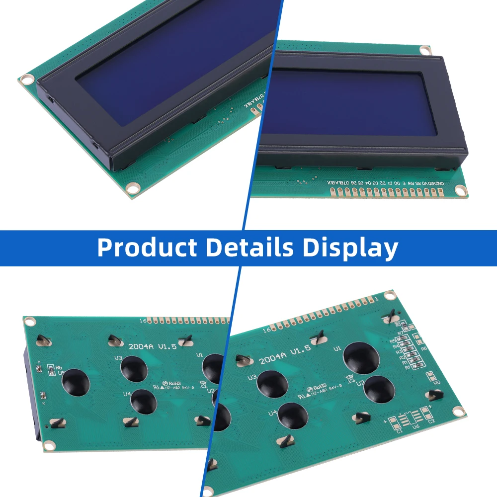 European Blue Film White Letters 2004A ST7066U Equipped With LED Backlight And Built-In  Character LCD Module Display Screen