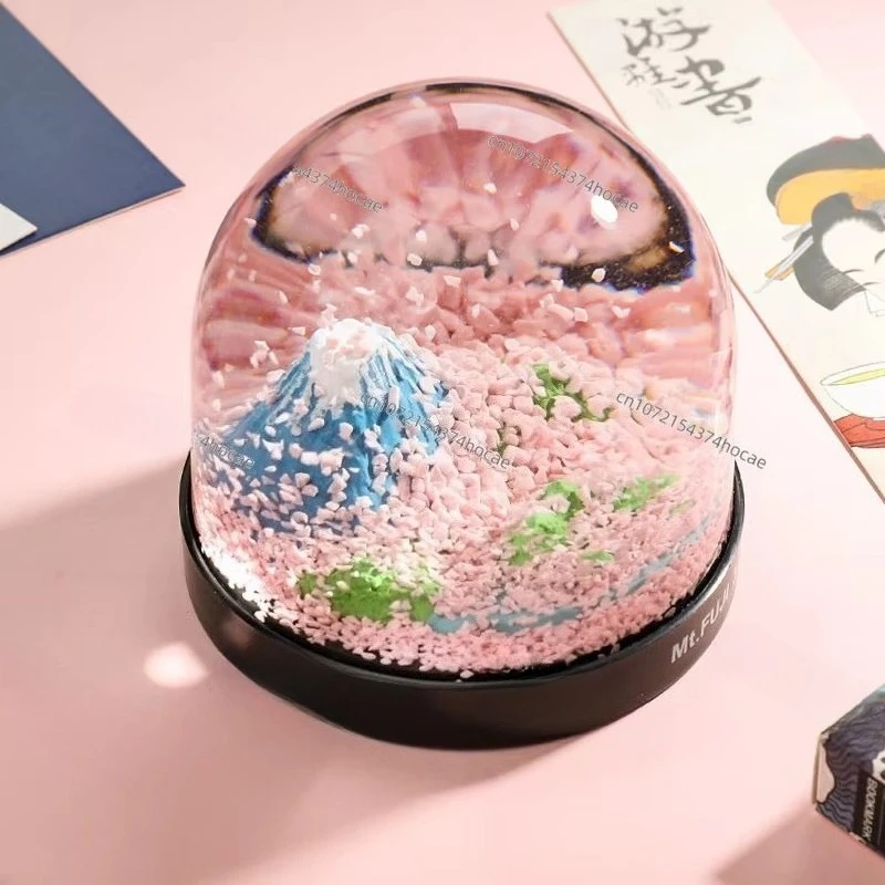 Mount Fuji Romantic Cherry Blossom Crystal Ball Snow Ball Ornament for Boyfriend and Girlfriend Birthday Muse Festival