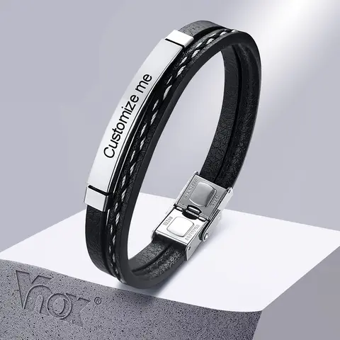 Leather Bracelets VNOX