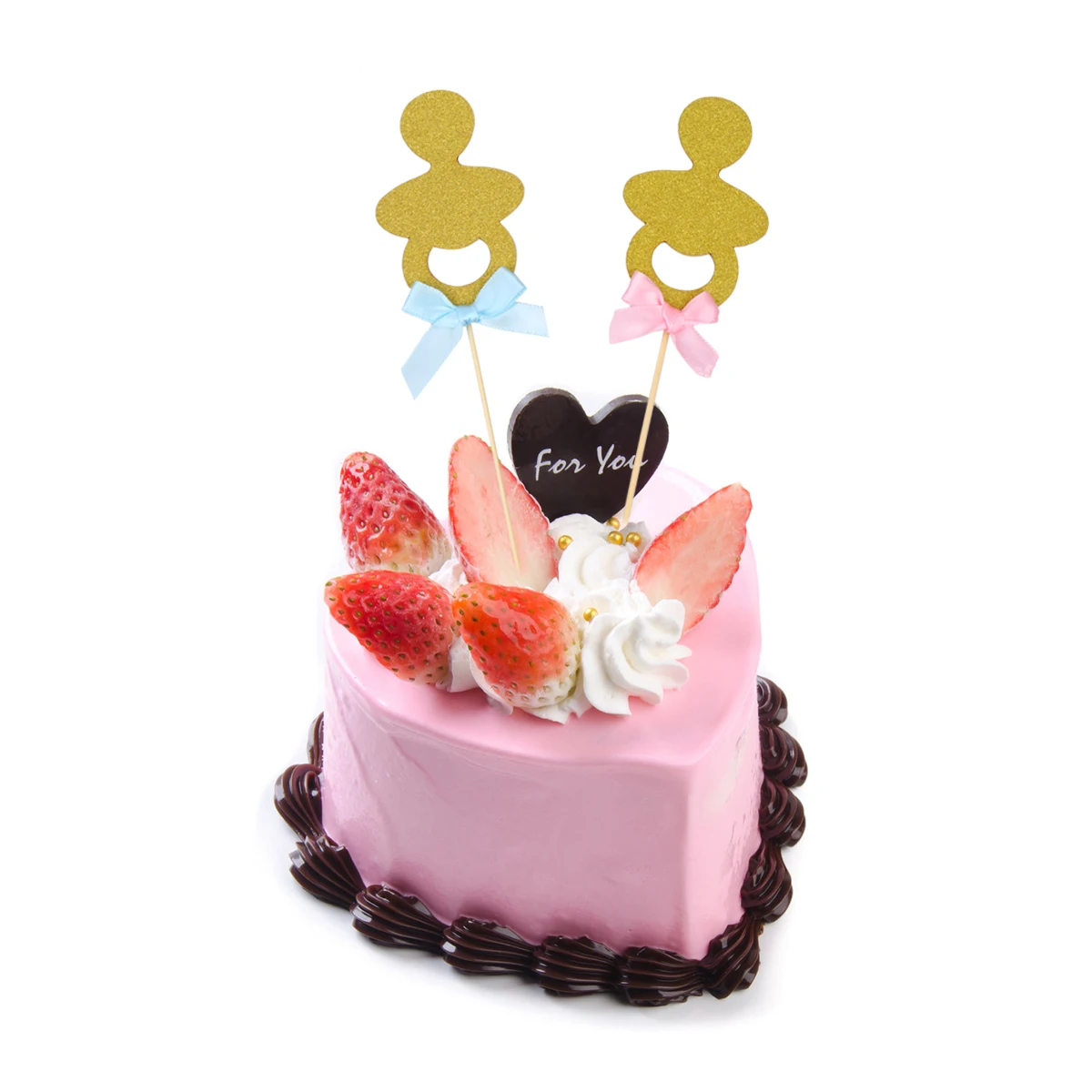 

12Pcs Pacifier Shape Cake Toppers for Party Baking Decorations Assorted Colors Pink Blue Picks Birthday Cake Picks