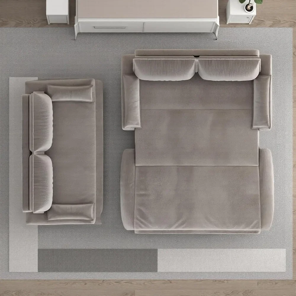 

73.2-Inch Queen Size Convertible Sleeper Sofa Bed, 3-in-1 Pull-Out Futon Loveseat, Velvet Futon Couch with 2 Soft Pillows