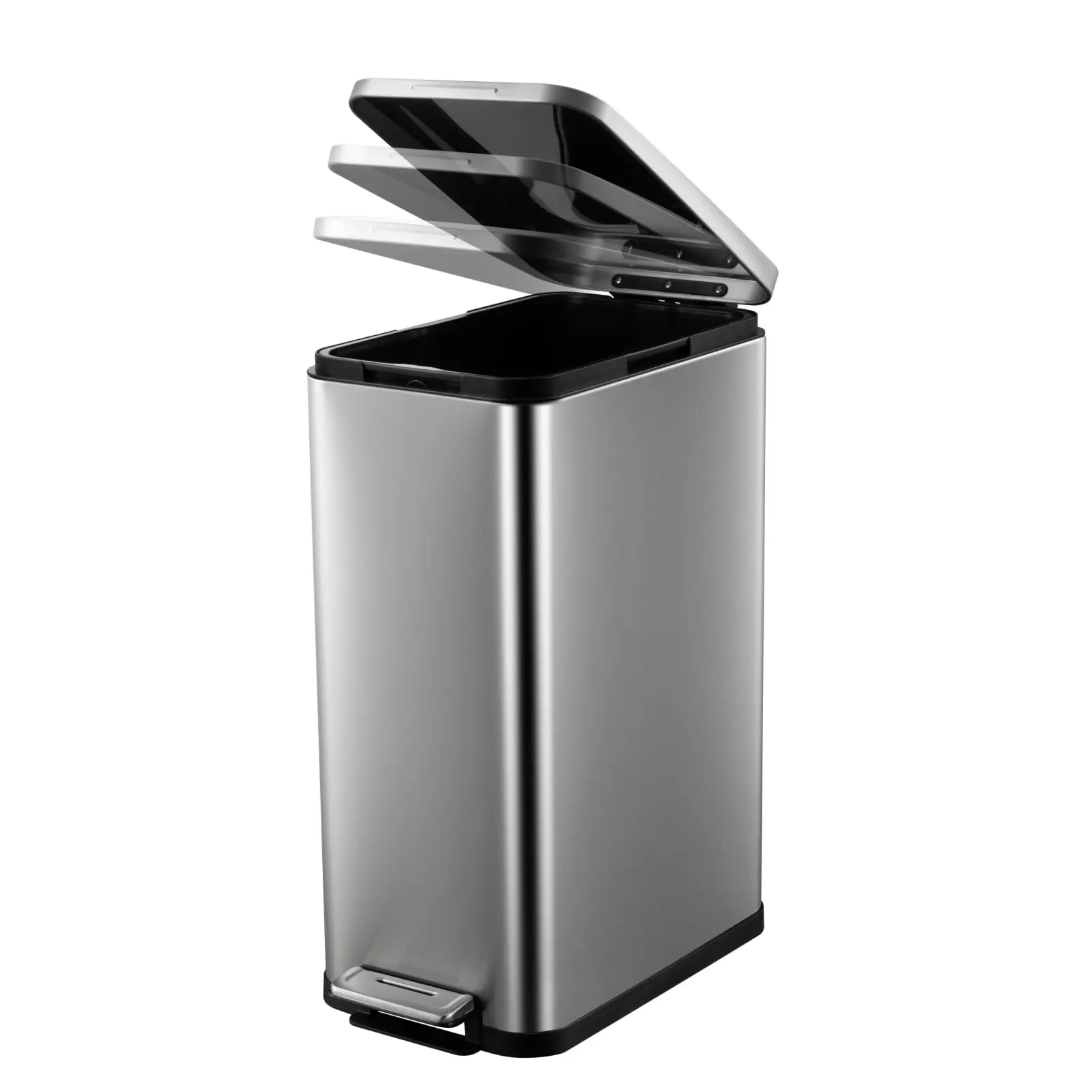 13 Gallon Tall Kitchen Garbage Can, Stainless Steel with Lid Soft, Pedal,Fingerprint-Resistant with Removable Inner Bucket