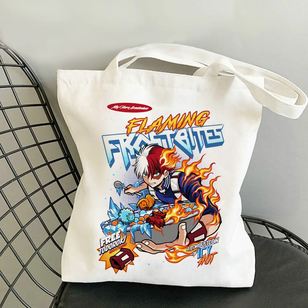 Bolsa de Compras Anime Deku Bakugou Katsuki Todoroki, Bolsa Ecológica de Lona, Sacolas Reutilizáveis de Tecido, Sacola de Compras