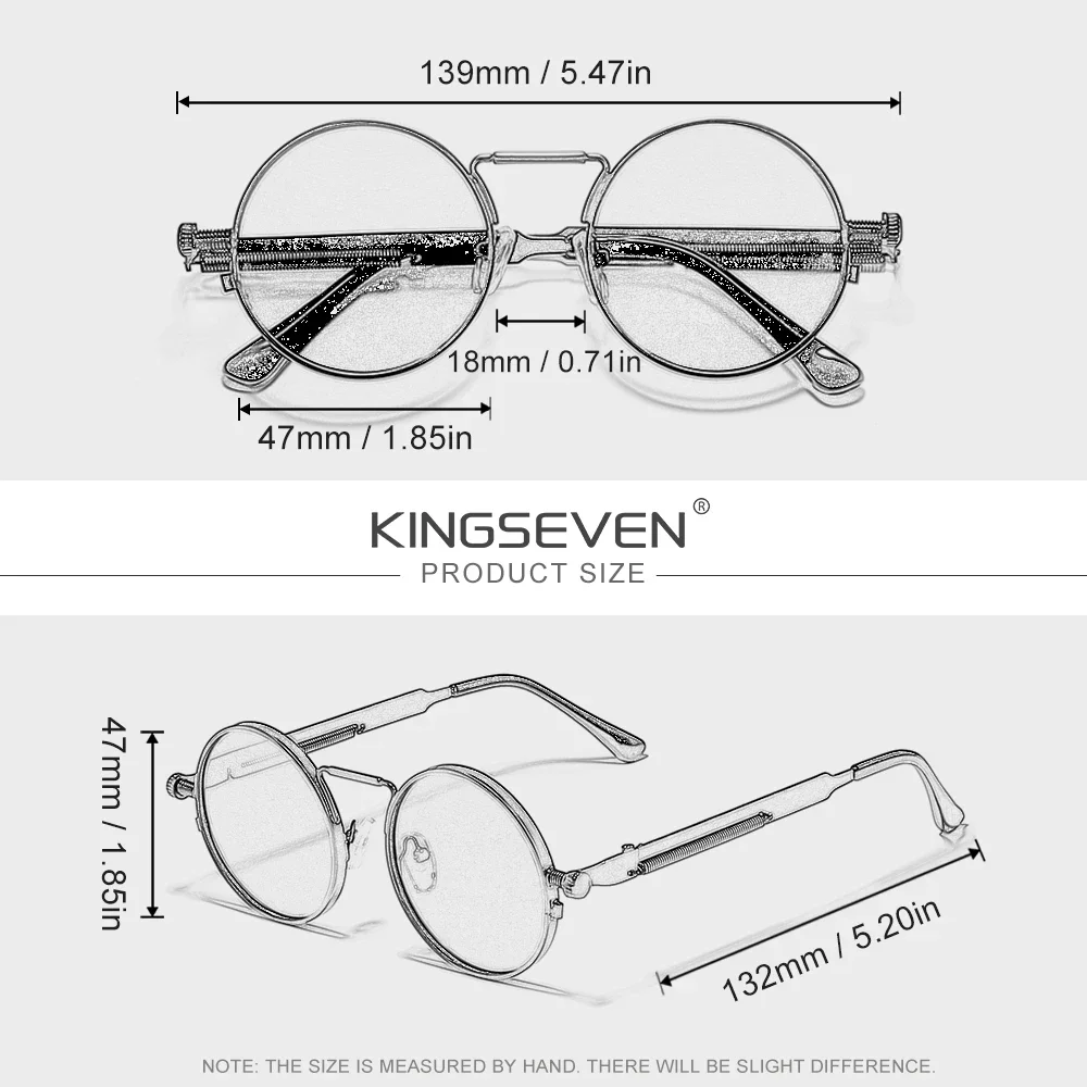 KINGSEVEN النظارات الشمسية المستديرة Steampunk ريترو خمر الرجال نظارات نسائية الاستقطاب UV400 نظارات واقية القيادة السببية نظارات #5