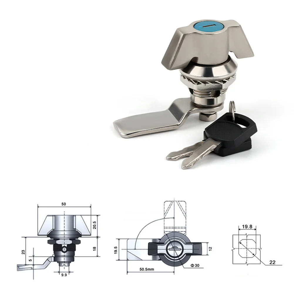 1pc Distribution Box Locks Switch Cabinet Industrial Hardware Door Locks Chassis Plug-Core Locks Rotary Tongue Locks With 2 Keys