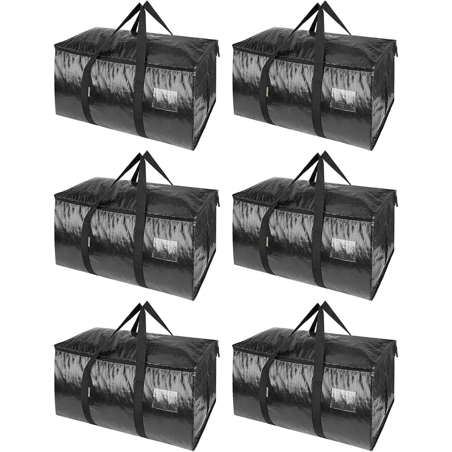 

6-Pack Oversized Moving Bags with Reinforced Handles, Heavy-Duty Storage Tote for Clothes, Moving Supplies (Black, 6-Pack)