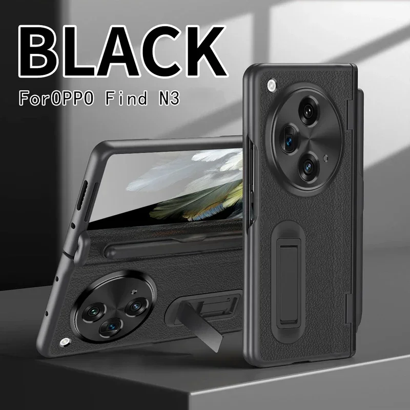 For OPPO Find N3 Case Premium Leather Hinge Kickstand+Screen