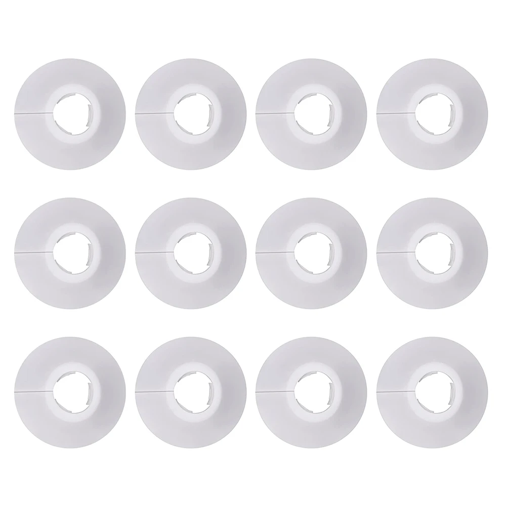 

12 Pcs Pipe Decorative Ring Covers White PVC Heater Radiator Round Cover Pipeline Hole Wall Mount Fits Various Pipes