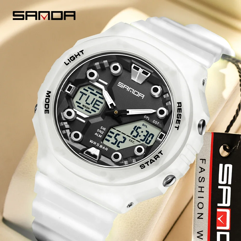 SANDA 6200 Fashion Trend Electronic Watch Multi functional Alarm Clock Waterproof Cool Male and Female Student Watches