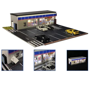 Garage Garage Diorama Model 1:64 G Người hâm mộ với đèn LED đứng yên DIY City Models Bộ có thể phù hợp với các thành phố 12 Bộ phận Diorama bán hàng chính - 1