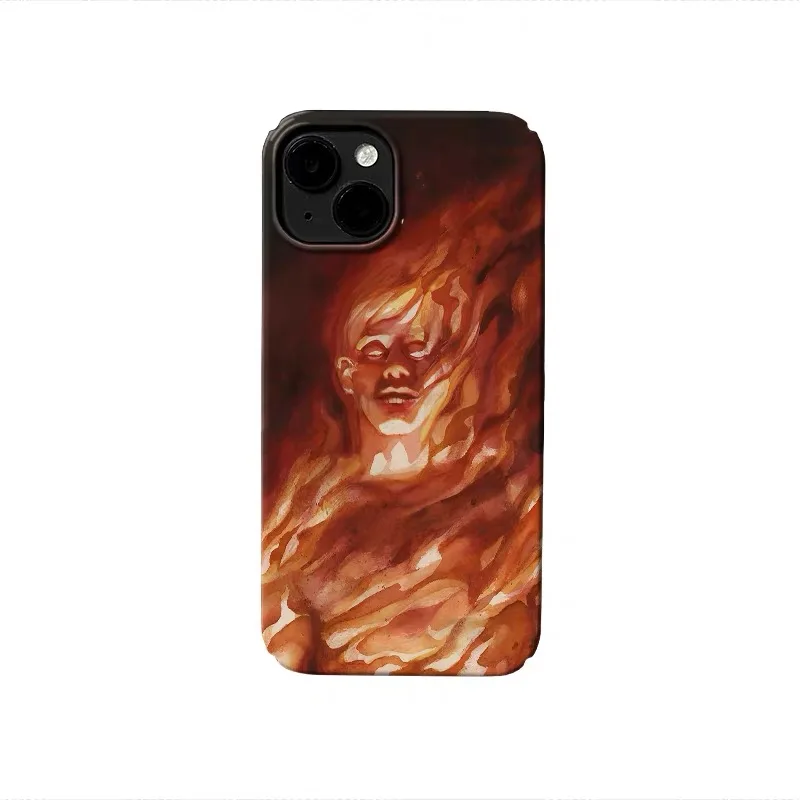 

Ins Korean Burning Flame Man Phone Case for IPHONE 17 Air 16E 15 PROMAX 14 Plus 13 12 MINI 11 PRO 16Plus XR Acrylic Phone Cover