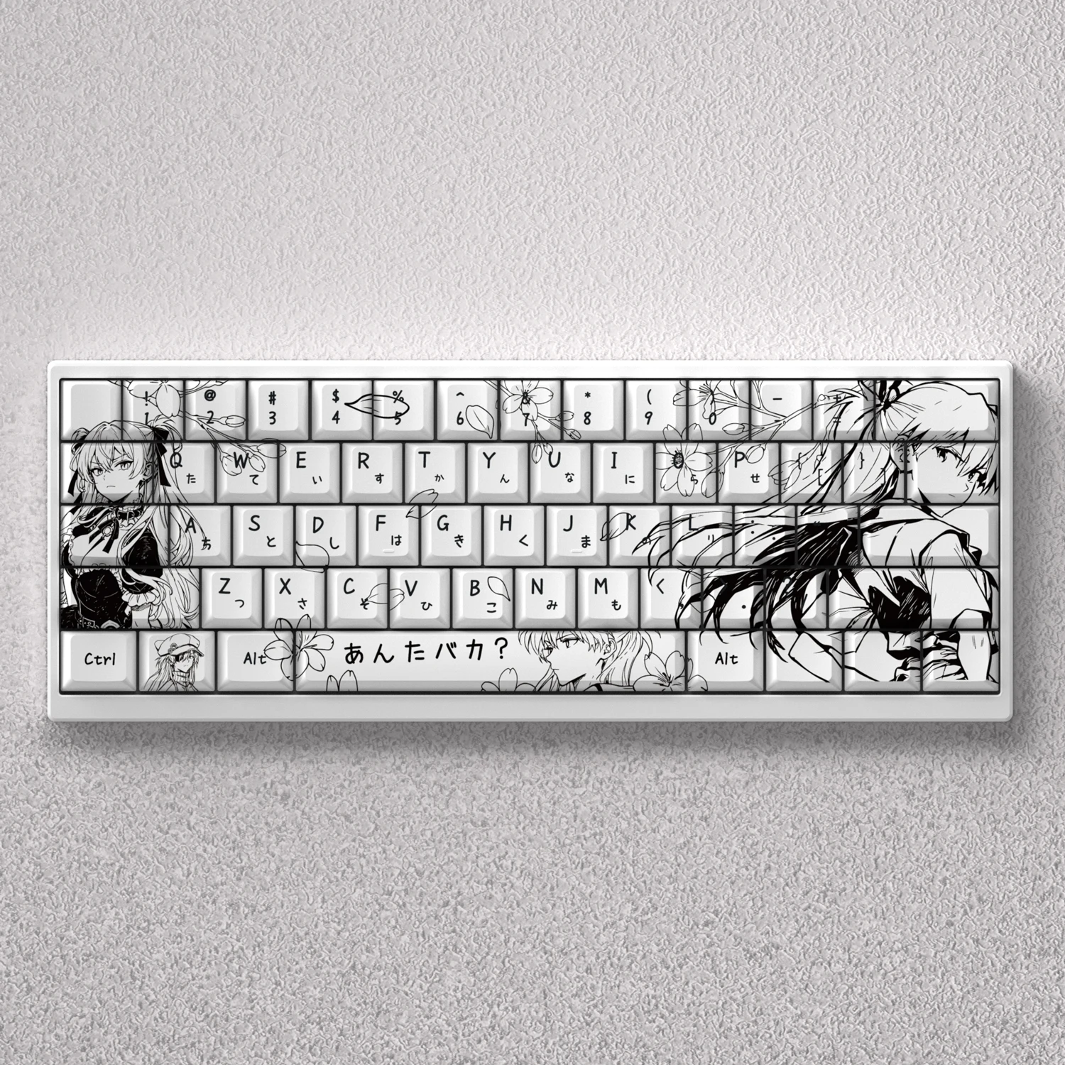 Asuka Keycaps 73/98 Keys Anime White PBT Dye Sublimation Cherry for Mechanical Keyboard Backlight Side Print AULA F75 Game PC