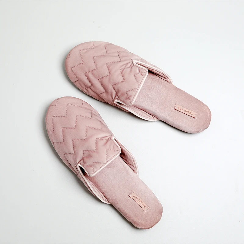 New Style Fashion Diamond Quilted Simple Office Silent Slippers Indoor Home Women Slippers Rubber Sole Anti Slip Female Shoes