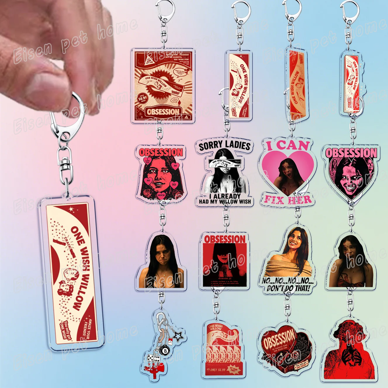 Horror Obsession 2026 Keychain for Accessorie Bag Charm Nikki Scary One Wish Willow Farming Keyrings Jewelry Fans Gifts